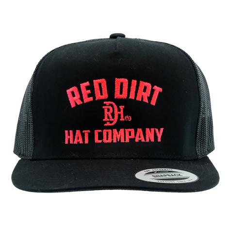 Red Dirt Hat Black with Red Embroidered Logo Meshback Cap